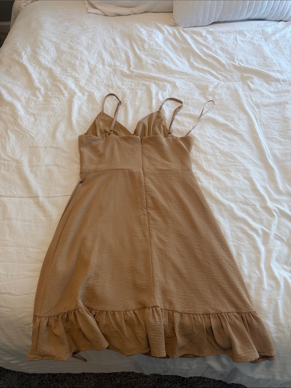 Altar'd State Tan Ruffle Wrap Dress - Picture 3 of 3